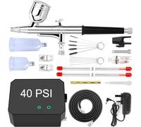 Powate 40 PSI Airbrush Kit, Dual-Action Multi-Function Airbrush Set with Compressor Portable Air Brush Set for Cake Decoration, Makeup, Art Craft, Nail Design