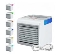 Powatron Air Cooler 3-in-1 Humidifier Purifier Portable Mini Air Conditioner With 3 Fan Speed 420ML Water Tank 7 LED Lights USB Powered Mini AC for Home Office Travelling Camping Indoor & Outdoor