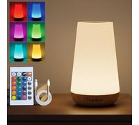 Powatron Colour Changing LED Night Light - Rechargeable USB LED Touch Bedside Table Lamp - 13 Color Changing Ambient Lamp with Timer Function - Mood Lighting for Bedroom & Living Spaces