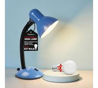 Powatron Desk Lamp Flexible Adjustable Table Lamp For Home, Office With Bs Approved Uk Mains Plug, Halogen Bulb Included Blue