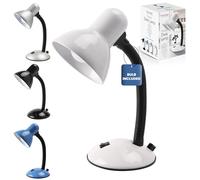 Powatron Desk Lamp Flexible Table Lamp - Reading Lamp for Home, Office with BS Approved UK Mains Plug, LED Bulb Included - Integral On/Off Switch Adjustable Table Lamp