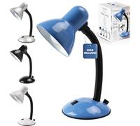 Powatron Desk Lamp Flexible Table Lamp - Reading Lamp for Home, Office with BS Approved UK Mains Plug, LED Bulb Included - Integral On/Off Switch Adjustable Table Lamp