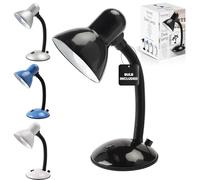 Powatron Desk Lamp Flexible Table Lamp - Reading Lamp for Home, Office with BS Approved UK Mains Plug, LED Bulb Included - Integral On/Off Switch Adjustable Table Lamp