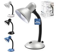 Powatron Desk Lamp Flexible Table Lamp - Reading Lamp for Home, Office with BS Approved UK Mains Plug, Halogen Bulb Included - Integral On/Off Switch Adjustable Table Lamp