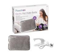 Powatron Electric Hot Water Bottle Rechargeable - Electric Heat Pad with Overheat Protection, Soft Sherpa Cover, 430W Power & Detachable Connector | Perfect for Home & Office (Grey)
