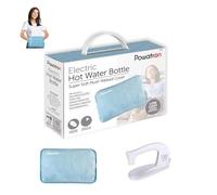 Powatron Electric Hot Water Bottle Rechargeable - Electric Heat Pad with Overheat Protection, Soft Sherpa Cover, 430W Power & Detachable Connector | Perfect for Home & Office (Blue)
