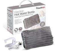 Powatron Electric Hot Water Bottle Rechargeable - Electric Heat Pad with Overheat Protection, Soft Sherpa Cover, 430W Power & Detachable Connector | Perfect for Home & Office (Grey)