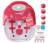 Powatron Foot Spa with Complete Pedicure Set - Electric Foot Bath Spa Massager Vibrating Massage Rollers Infrared Lights Nail Brush File Toe Separator Nail Buffing Block Cuticle Pusher - Pink