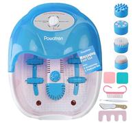 Powatron Foot Spa with Complete Pedicure Set - Electric Foot Bath Spa Massager Vibrating Massage Rollers Infrared Lights Nail Brush File Toe Separator Nail Buffing Block Cuticle Pusher - Blue