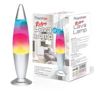 Powatron Lava Lamp 13" Rainbow Liquid Motion Glitter Lamp for Kids & Adults Retro Mood Lighting Decorative Lamp with Bulb & UK Mains Plug - Soothing Motion Mood Lamps