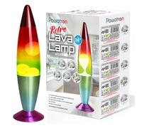 Powatron Lava Lamp 16" Retro Liquid Motion Lamp for Kids & Adults - Rainbow Decorative Mood Lighting Night Light with Bulb & UK Mains Plug Soothing Motion Mood Lamp