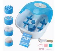 Powatron Massaging Foot Spa With Pedicure Set Rollers Heated Tray With Nail Brush, File, Toe Separator, Nail Buffing Blocks, Cuticle Pusher