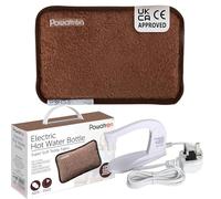POWATRON Rechargeable Electric Hot Water Bottle - Electric Heat Pad with Overheat Protection, Soft Sherpa Polyester, 430W Power & Detachable Connector | Perfect for Home & Office (Brown)