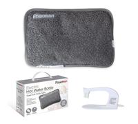 Powatron Rechargeable Electric Hot Water Bottle - Soft Cosy Hand Body Massaging Heat Pad, Over-Heat Protection Electric Water Bottle Grey
