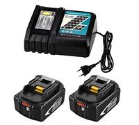 Powayup Pack of 2 18 V replacement batteries for Makita 18 V battery + 14.4 V-18 V 7 A DC18RCT charger for Makita battery BL1845B BL1840B BL1835B BL1830B BL1825B BL1815 BL1845 BL1840 BL1835 BL183010