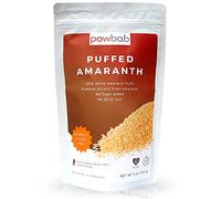 powbab Puffed Amaranth - 100% Organic Amaranth Popped in USA Whole Puffs. Good Protein Source, No Oil or Salt, No Sugar Added, Unsweetened Cereal. Expanded Amaranth Grain Seeds in Bulk, Non-GMO (5 oz)