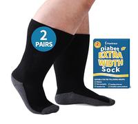 Powbrace 2 Pairs Wide Diabetic Socks for Men Women Plus Size,Lymphedema Socks,Socks for Swollen Feet and Ankles,Edema Socks,Loose Fit Socks,Non-Binding Socks,Bariatric Socks,Hospital Cast Socks, 2