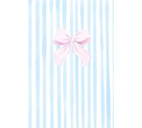 Powder Blue and White Vertical Stripes with Pink Bow Notebook: 6x9 Inch Lined Journal with 120 College Ruled Pages, Coquette Aesthetic Softcover Notebook for Writing, Journaling, and School Supplies