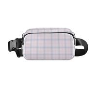 Powder Blue Checkerboard Fashion Fanny Waist Pack for Women Men Mini Sling Bag Travel Accessory with Adjustable Strap for Travel Shopping Running