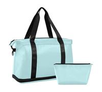 Powder Blue Solid Color Pure Plain Large Gym Bag Travel Overnight Carry on Bag with Toiletry Bag for Travel Waterproof, powder blue Solid color Pure Plain, One Size