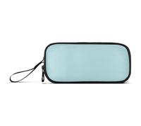 Powder Blue Solid Color Pure Plain Nylon Large Pencil Bags Big Capacity Pencil Case for Teen Stationery Bag for College Teens