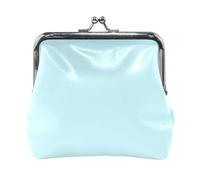 Powder Blue Solid Color Pure Plain Women's Small Leather Change Purse Unique Mini Makeup Bag for Women