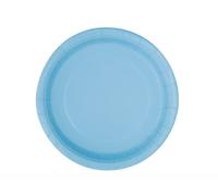 Powder Blue Solid Round Paper Dessert Plates (17cm) 20 Count - Vibrant Paper Plates for Parties and Events, Perfect for Appetizers, Snacks, and Desserts
