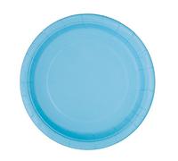 Powder Blue Solid Round Paper Dessert Plates (17cm) 8 Count - Vibrant Paper Plates for Parties and Events, Perfect for Appetizers, Snacks, and Desserts