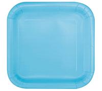 Powder Blue Square Paper Dessert Plates (17cm) 16 Count - Elegant & Sturdy Party Tableware for Appetizers, Cakes and More