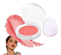 Powder Blush Palette with Built-in Puff - Soft Matte Ch olor for Face Brightening & Highlighting - Lightweight Texture with Highlighter Stick - Perfect for Travel & Daily Makeup (Tomato Red)