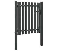 Powder Coated Steel Garden Gate 100 x 150 cm Anthracite Adjustable 105-110cm Wide with Posts and Hinges Lockable for Garden, Yard, Driveway