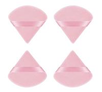 Powder Puff, 2/4 pcs Triangle Powder Puffs for Pressed Powder, Velvet Setting Makeup Puff Powder Sponge with Strap, Reusable Wet Dry Dual-use Face Make Up Cosmetics Cleansing Beauty Make-up Puff Pink