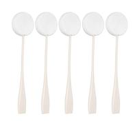 Powder Puff, 5Pcs Long Handled Ultra Soft Washable Velour Fluffy Body Powder Puffs, Round Makeup Puff for Home Face Body Lotion Applicator (White)