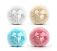 Powder Puff for Talcum Powder - 4 Pack 3.5 Inch Large Reusable Body Powder Puff | Soft Washable Dusting Powder Puffs | Wet Dry Makeup Tool for Babies, Kids, Adults