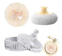 Powder Puff Jar - Face Makeup, Velvet Applicator | Glass Container With Soft Washable Puff Ideal Foundation Setting Wet Dry Compact Travel Vanity Beauty Tool Gift Valentine's Day Stocking Stuffer