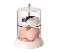 Powder Puff Organizer Multi Layer Body Powder Puff Drawer, Powder Puff and Container, Plastic White Rotatable Container (2 Tiers)
