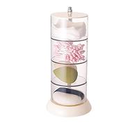 Powder Puff Organizer Multi Layer Body Powder Puff Drawer, Powder Puff and Container, Plastic White Rotatable Container (4 Tiers)