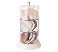Powder Puff Organizer Multi Layer Body Powder Puff Drawer, Powder Puff and Container, Plastic White Rotatable Container (3 Tiers)
