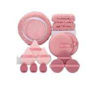 Powder Puffs All-Purpose Lazy Puffs 16-Piece Set | Wrist Straps, Pieces, Makeup Remover Pads, 3 Triangular Loose(E)