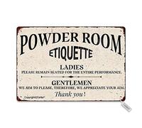 Powder Room Etiquette-Ladies Please Remain Seated For The Entire Performance Gentlemen We Aim To Please Iron Vintage 8X12 Inch Decoration Plaque Sign for Home Inspirational Quotes Wall Decor