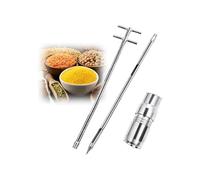 Powder Sampler,2M/2.5M Double Layer Grain Powder Sampler - Stainless Steel Rotary Handle Sampling Tube, 4 Slots, 38mm Diameter, Ideal for Solid Granule Collection and Analysis