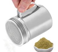 Powder Shaker - Dust Proof Lid Container, Stainless Steel Kitchen Jar with Handle for Coffee Sugar Flour Cocoa Spicee Baking Camping Travel | Durable Rust Resistant Easy Clean Compact Table Accessory