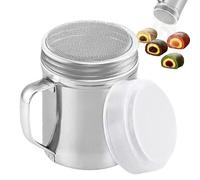 Powder Shaker Stainless Steel - Kitchen Salt Dispenser with Dust-Proof Lid, Container Jar Handle, Baking Camping Travel Companion, Table Coffee Sugar Flour Shifting Tool, Professional Dredge