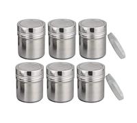 Powder Shaker with Lid,Stainless Steel Fine Mesh Shaker, for Sifter Cocoa,Cinnamon Powder,Icing Sugar,Chocolate Coffee (6 Pcs Medium)