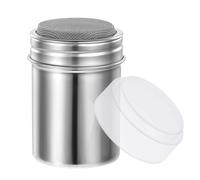Powder Sugar Shaker, 1 Pcs Stainless Steel Powdered Sugar Shaker Duster Cinnamon Sugar Shaker, Fine Mesh Shaker Powder Cans with Plastic Lid for Cocoa Pepper Chocolate Coffee Flour Baking Soda
