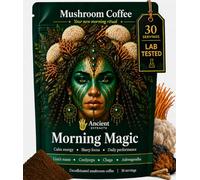 Powdered Mushroom Coffee Complex with Ashwagandha Lions Mane Chaga 180g | Lab-Tested, 15:1 Extract Potency, 30% Beta Glucans, Instant Decaf Arabica, Calm Focus, Sharp Energy, 30 Servings.