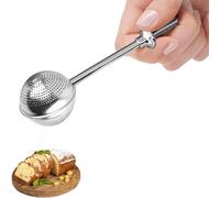 Powdered Sugar Shaker Duster, Flour Sifter for Baking, Baker's Dusting Wand Dispenser with Spring-Operated Handle One-Handed Operation, Stainless Steel Spices Sugar Strainer Steeper Tea Balls