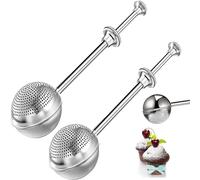 Powdered Sugar Shaker Duster,Stainless Steel Sugar Shaker,Baker Dusting Wand,Flour Powder Filter,Flour Sugar Powder Spoon Kitchen Tools Flour Spices (2pc)
