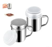Powdered Sugar Shakers 2 PCS Stainless Steel with Comfortable Handle for Controlled Powder Dispensing on Coffee and Desserts