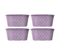 Powdered Whitewashed Trough Window Box 42cm - Decorative Plastic Outdoor Planter with Drainage Holes - Weatherproof Plastic Outdoor Planter with Drainage Holes Flower Pot for Gardens (4, Raisin)